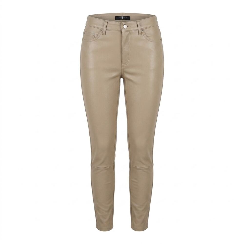 7 For All Mankind Beige Faux Leather Skinny Pants Women See Measurements